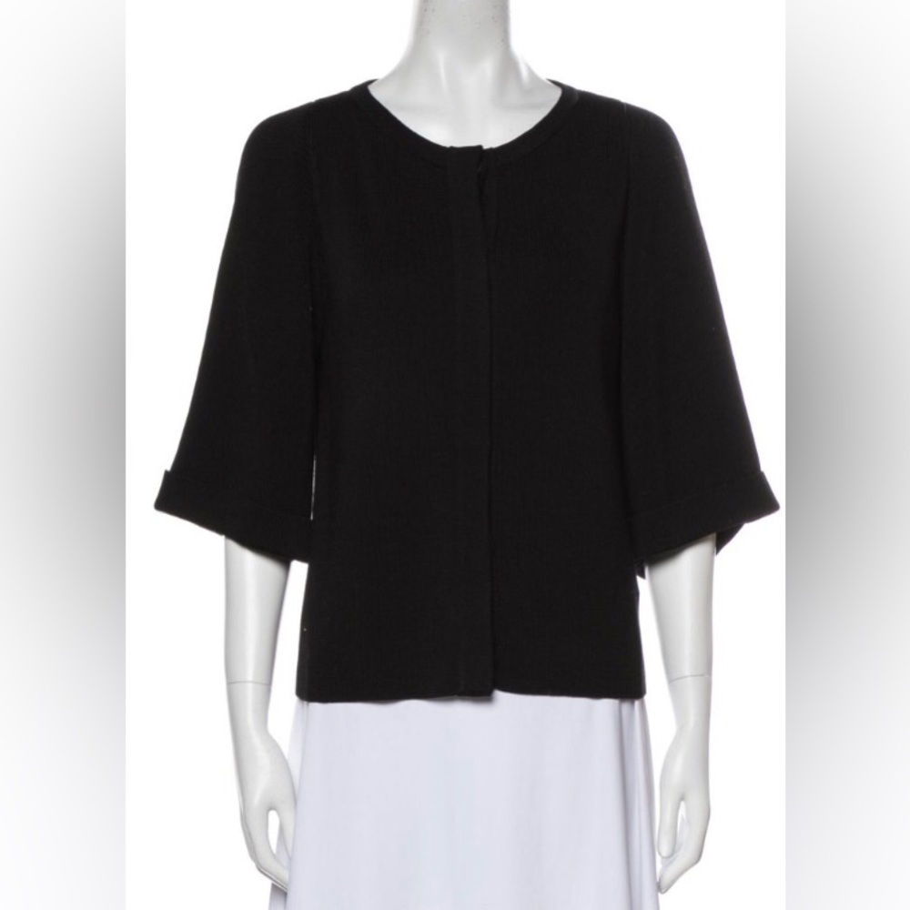 Jil Sander black crew button sweater EUC